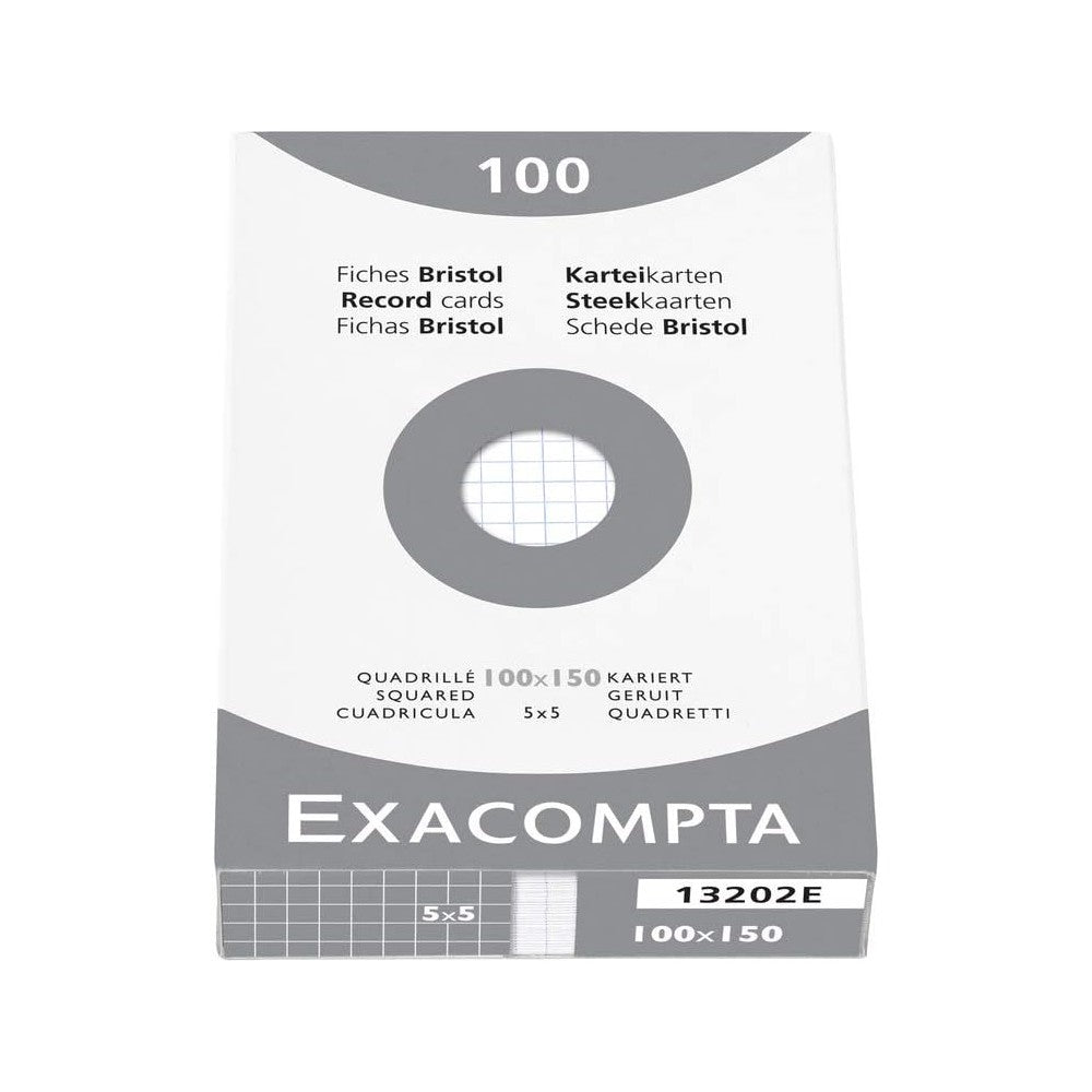 100 cartes bristol quadrillé 5/5 blanches (10x15.25cm)