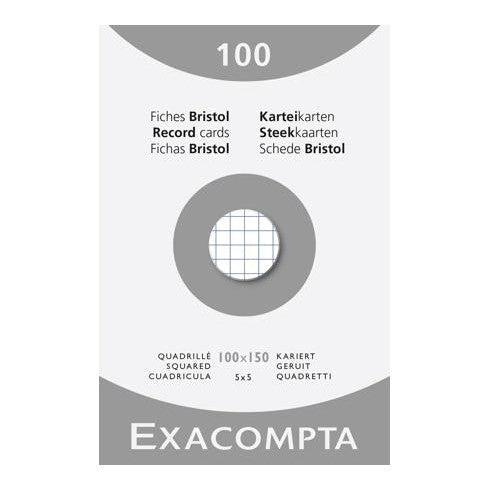 100 Cartes Bristol Blanches 5/5 4X6 EXACOMPTA