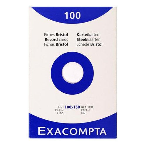 100 cartes Bristol blanches vierges 4X6 EXACOMPTA