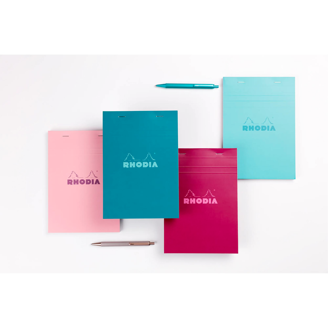 Bloc-notes Rhodia Couleurs quadrillé Rose agrafé 80 feuilles N°13
