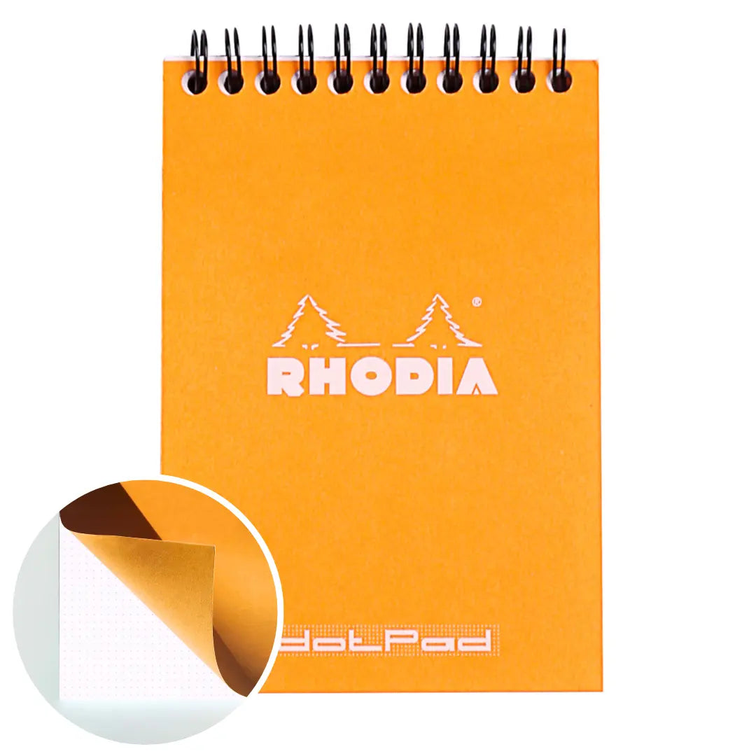 Bloc-notes reliures spirales dot -orange- A6. 80 feuilles (10.5x14.8cm) RHODIA