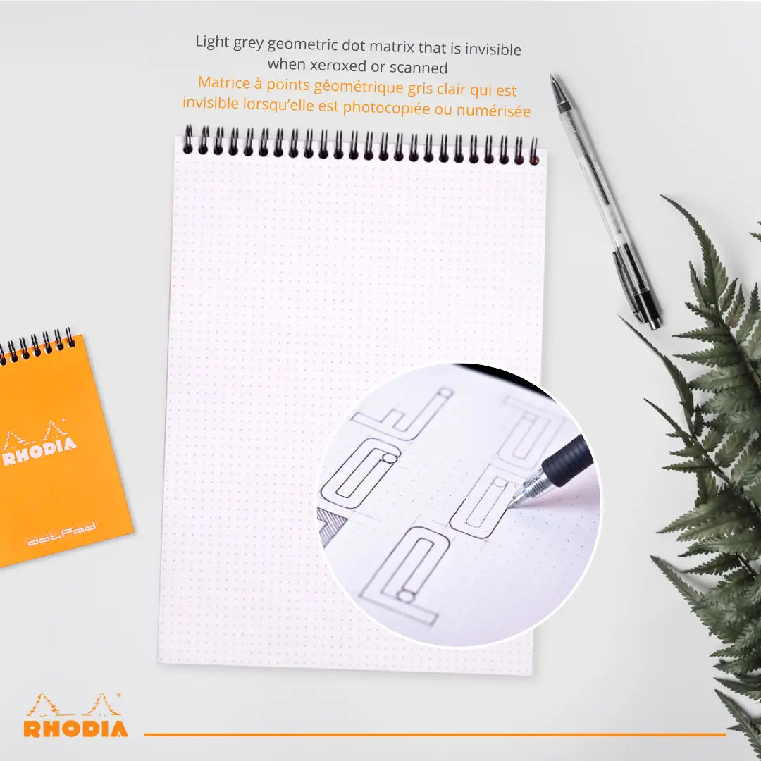 Bloc-notes reliures spirales dot -orange- A6. 80 feuilles (10.5x14.8cm) RHODIA