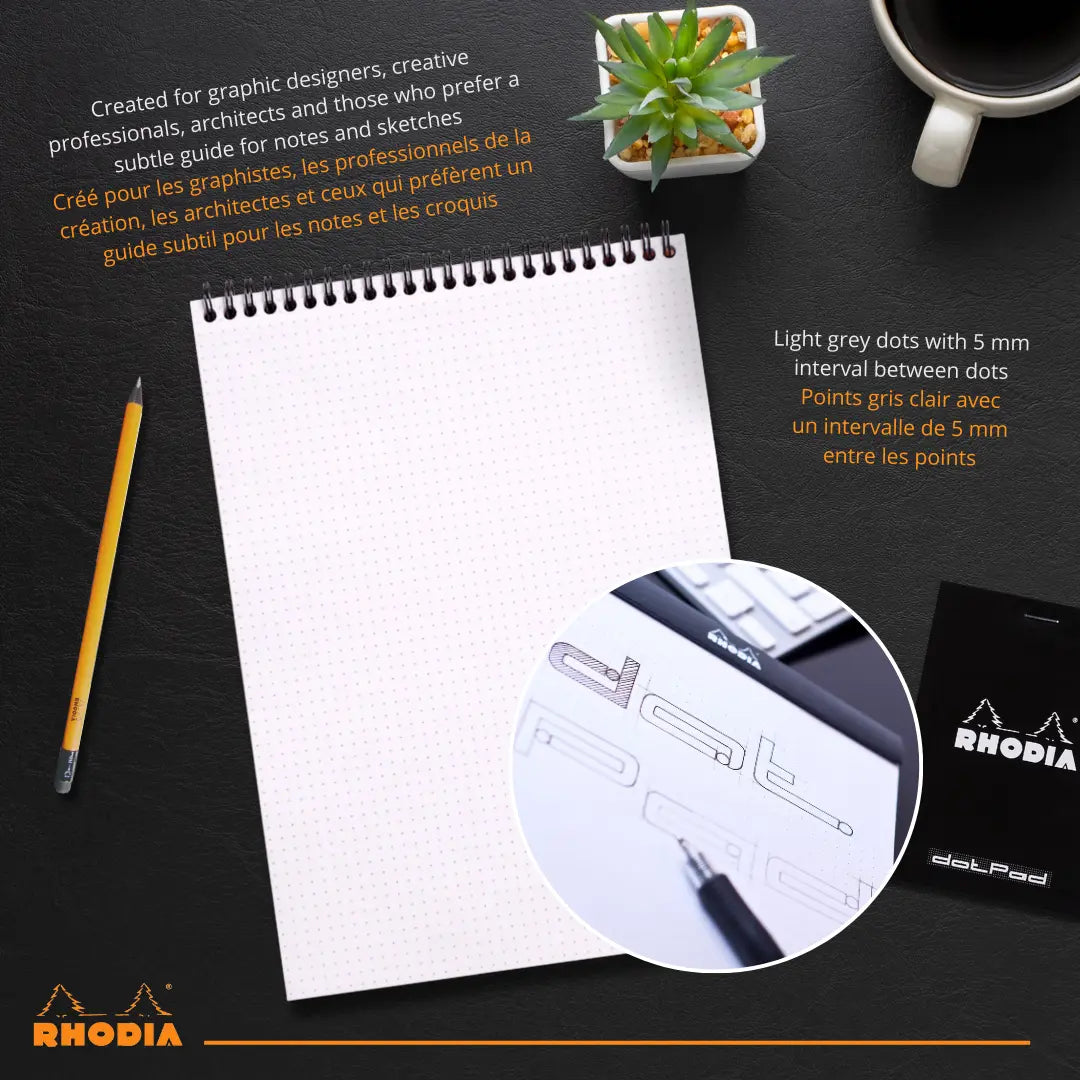 Bloc-notes reliures spirales dot -orange- A6. 80 feuilles (10.5x14.8cm) RHODIA