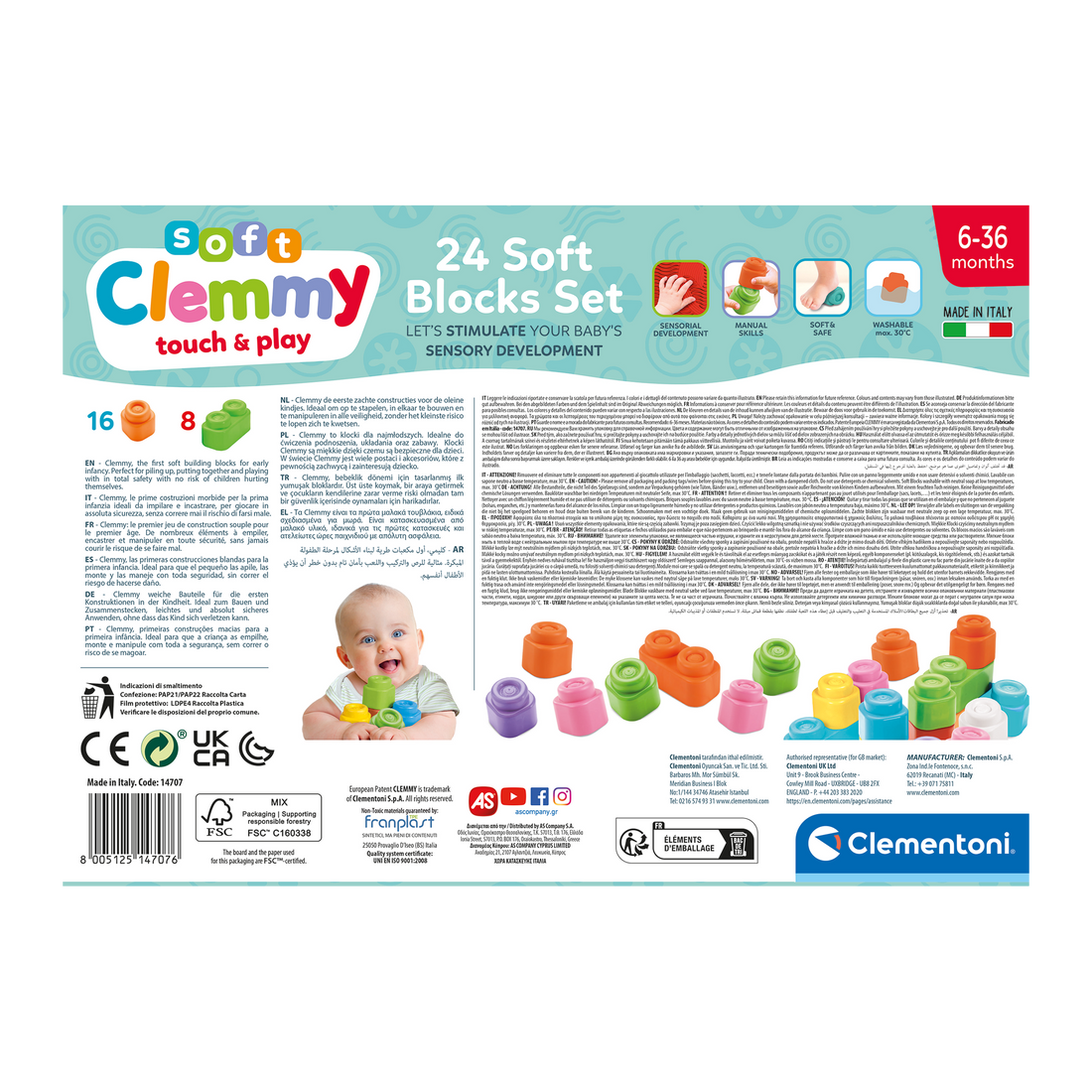 SOFT CLEMMY - SOFT BLOCK SET 24pcs CLEMENTONI