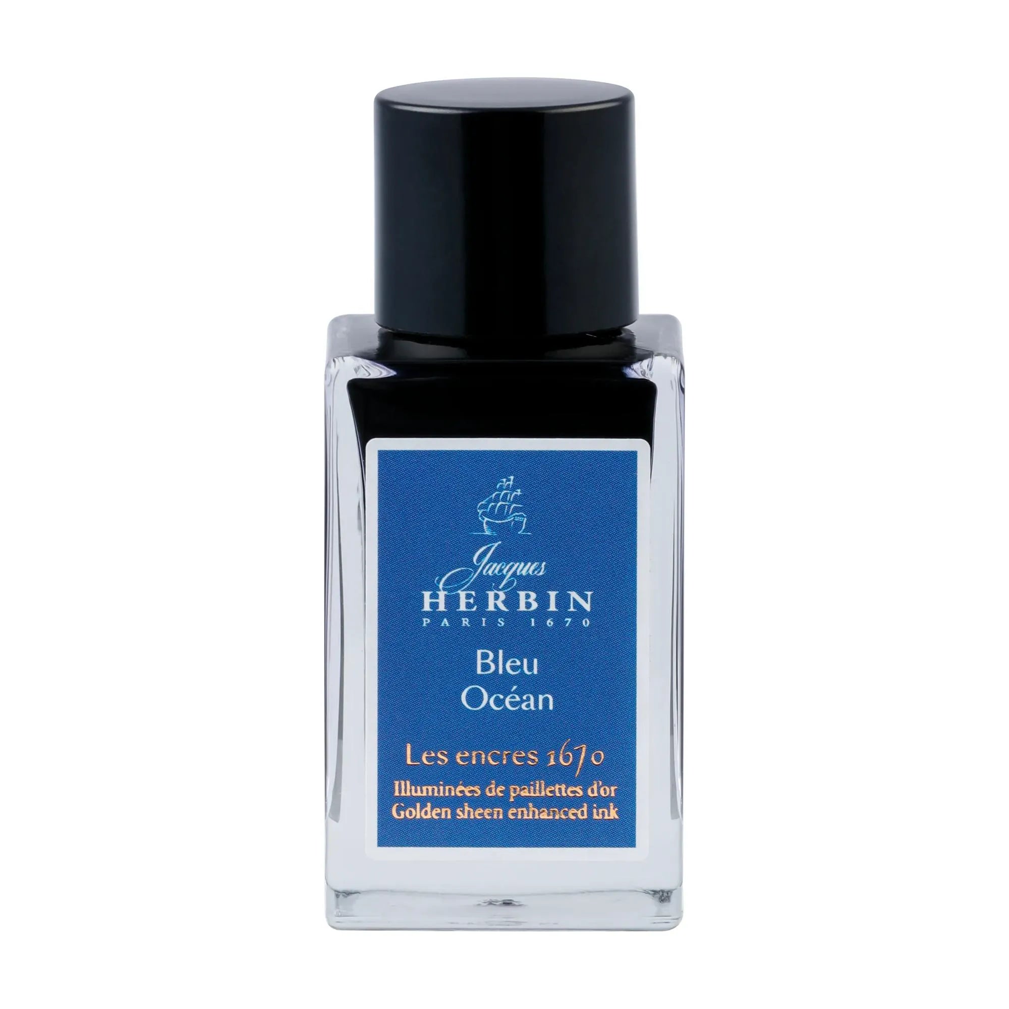 Encre Jacques Herbin Prestige 1670-flacon 15ml-Bleu océan J.HERBIN