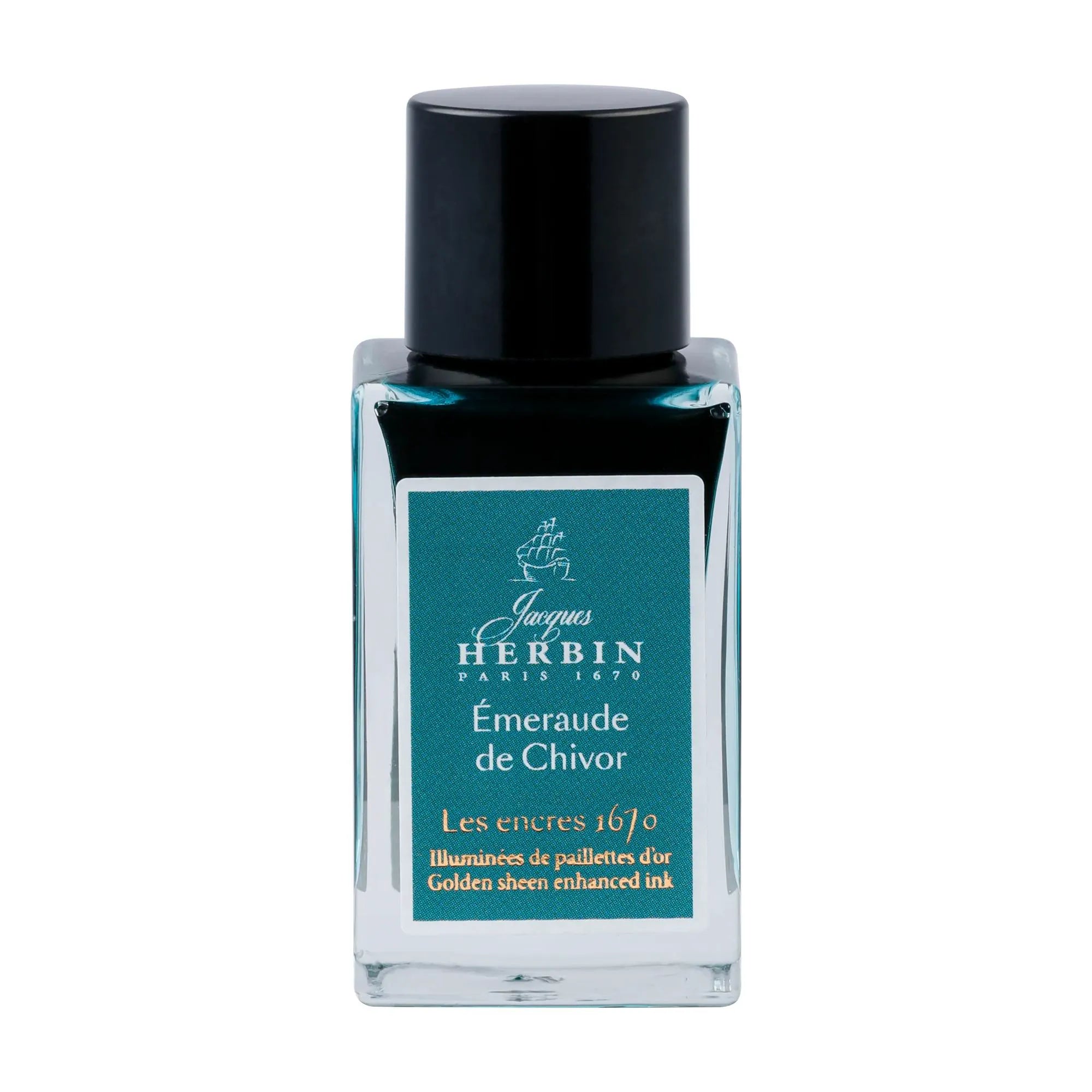 Encre Jacques Herbin Prestige 1670-flacon 15ml-Emeraude de Chivor J.HERBIN