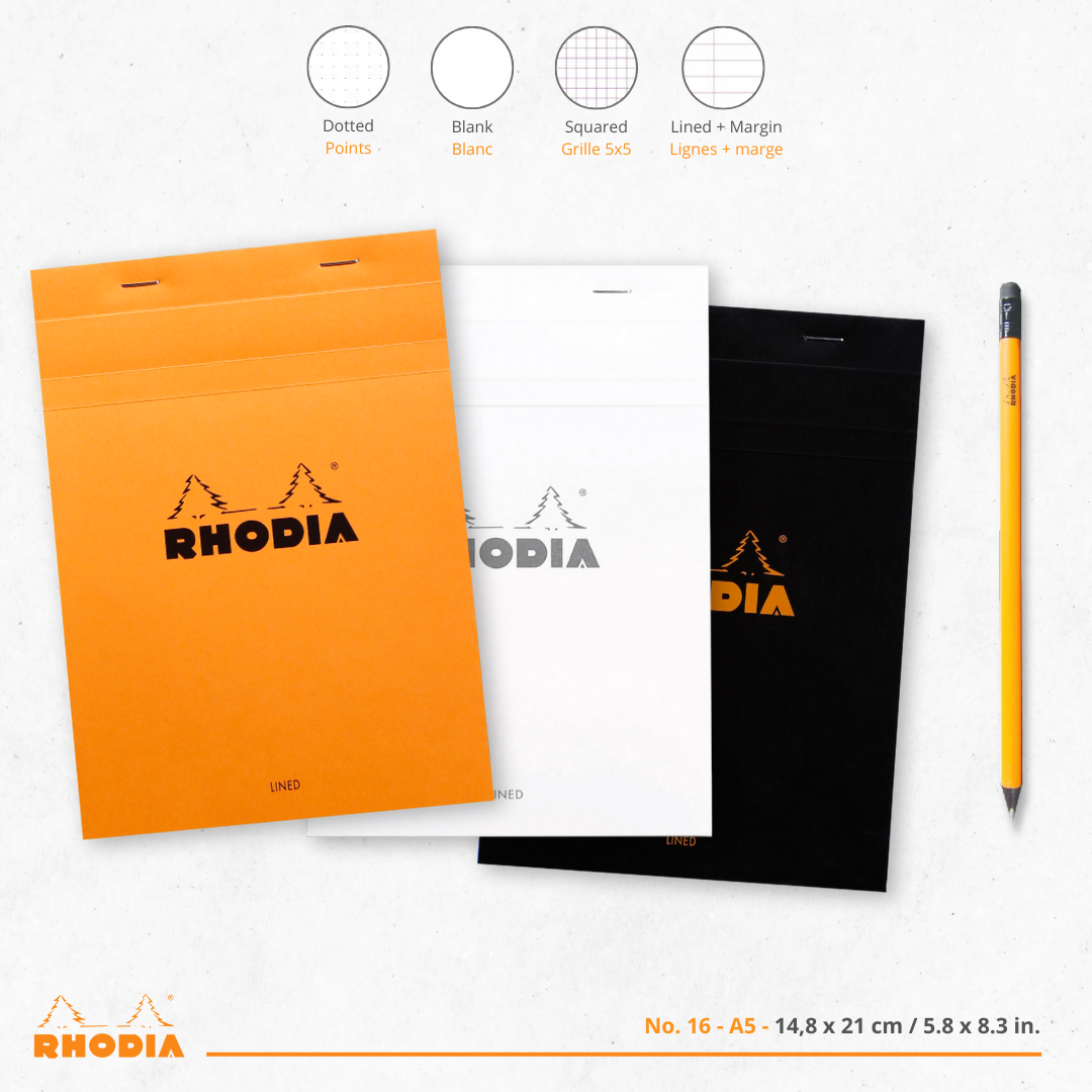 Bloc-Notes Noir  16 5/5 5.75X8.25 RHODIA