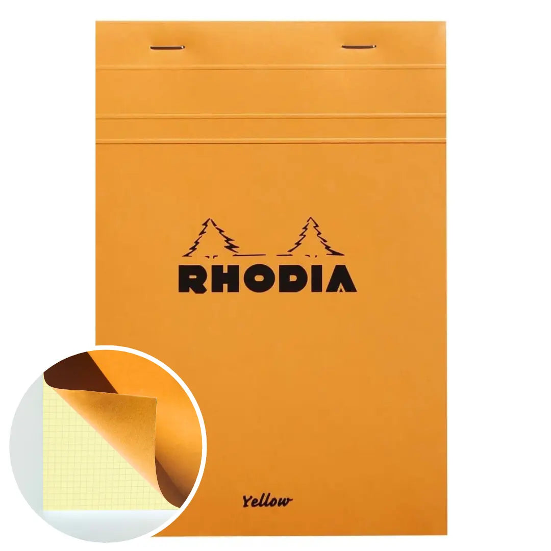 Bloc-notes N°16 agrafé 5/5 -blanc- A5. 80 feuilles jaunes (14.8x21cm) RHODIA