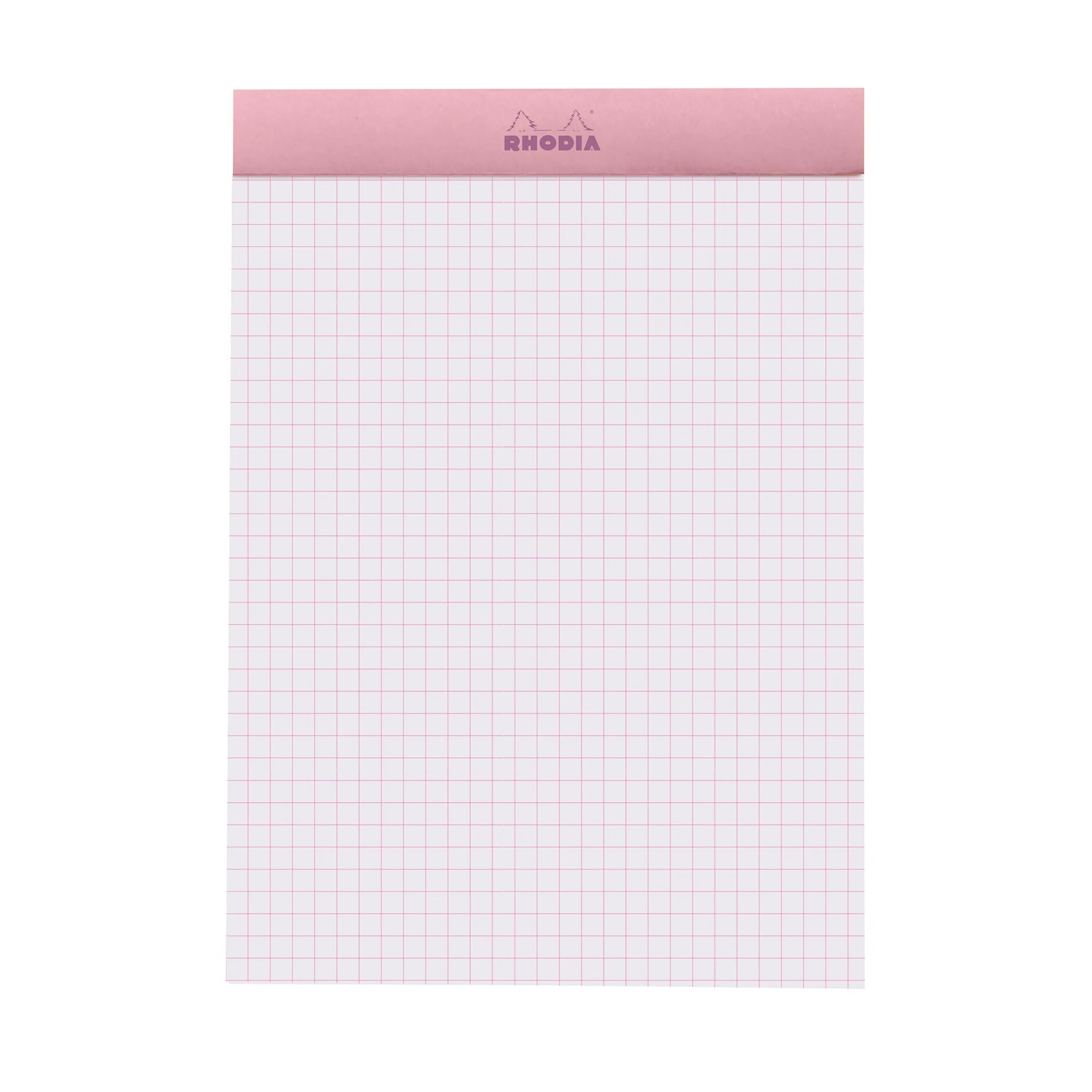 Note Pad Rhodia Couleurs grid pink stapled 80 sheets N°16