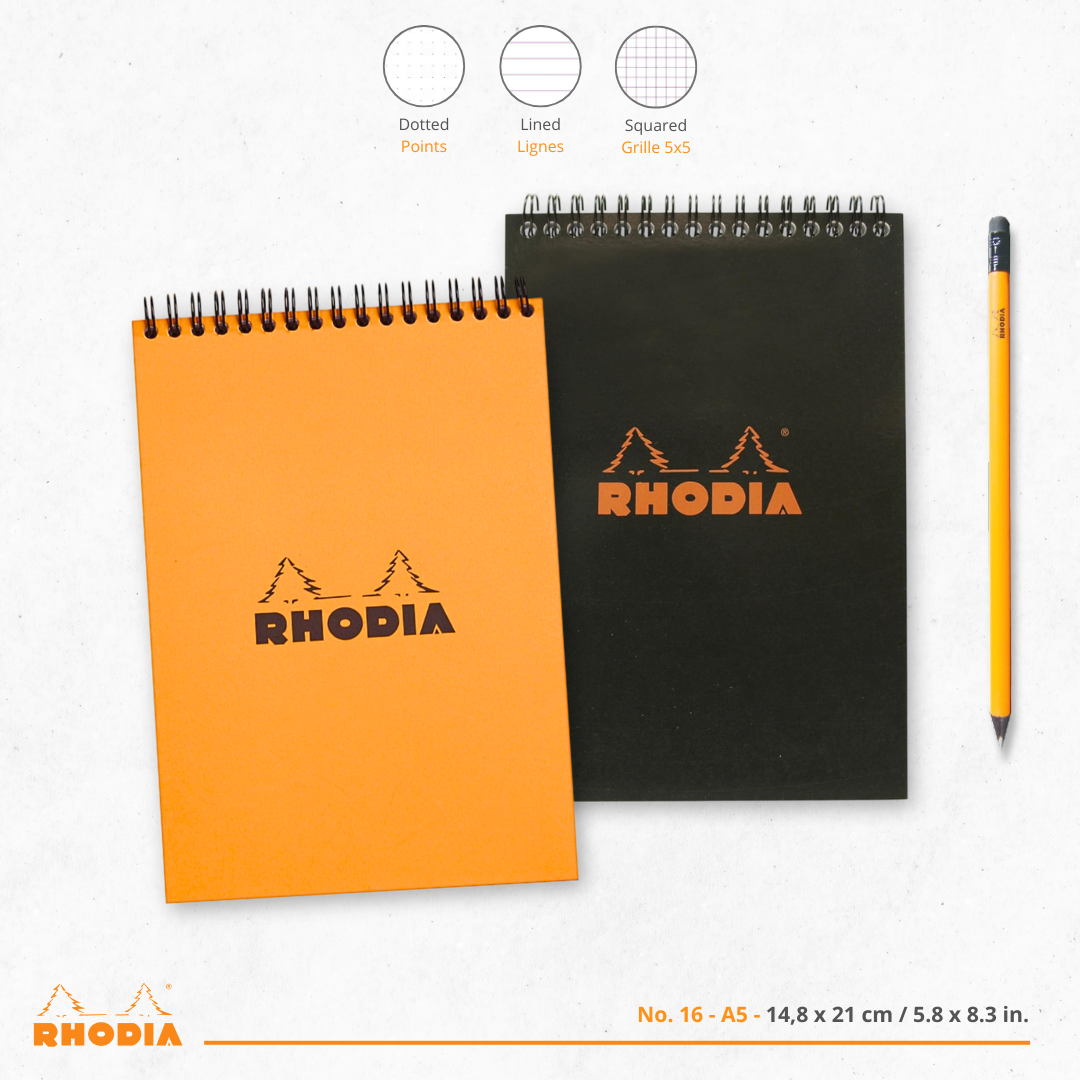 Bloc-Notes Noir 5/5 5,75X8,25 RHODIA