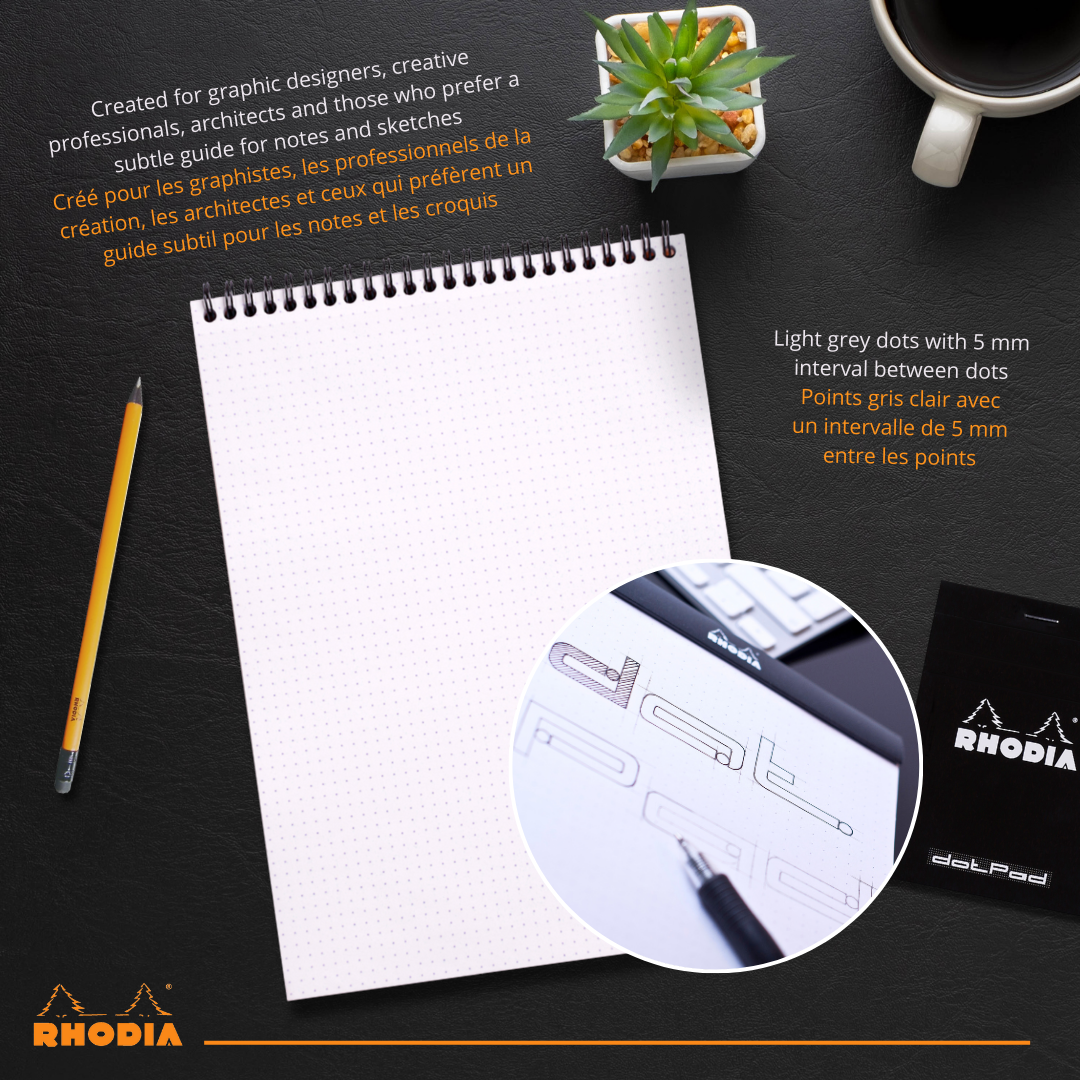 Bloc-Notes Noir Dot 5,75X8,25 RHODIA