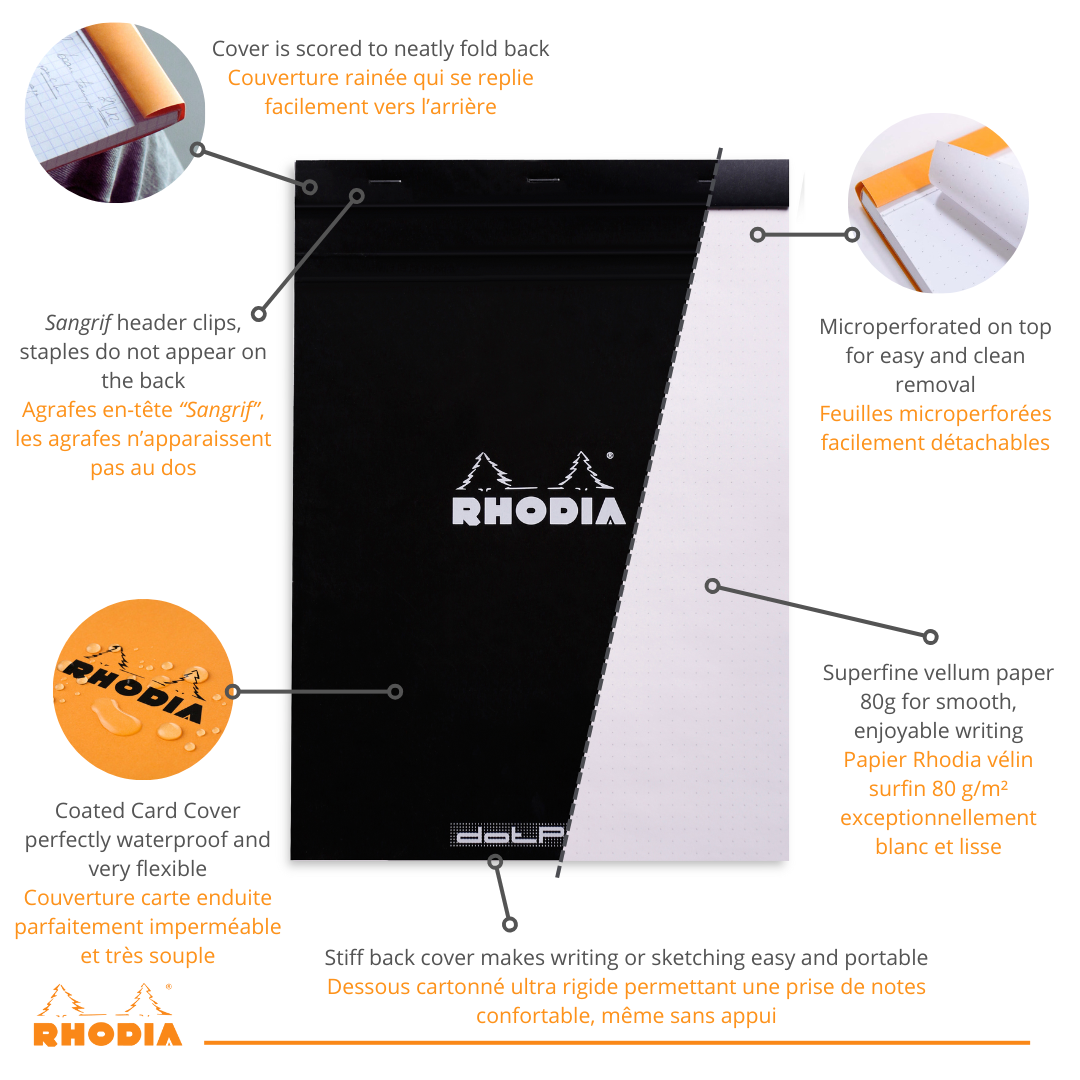 Bloc-Notes Noir Dot 5,75X8,25 RHODIA