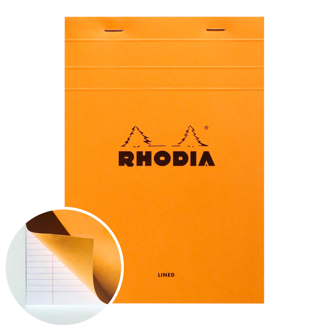 Bloc-notes N°16 agrafé ligné+M -orange- A5. 80 feuilles (14.8x21cm) RHODIA