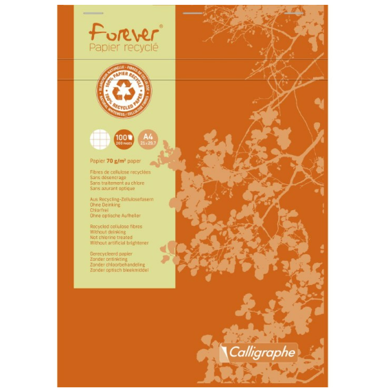 Forever bloc de bureau agrafé 5/5 -orange- A4. 100 feuilles  (21x29.7cm) CLAIREFONTAINE
