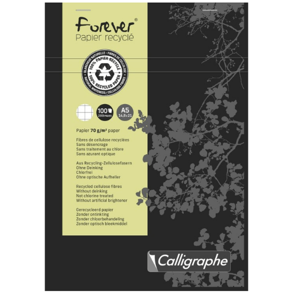 Forever bloc de bureau agrafé 5/5 -noir- A5. 100 feuilles (14.8x21cm) CLAIREFONTAINE