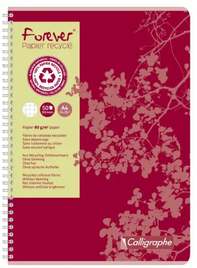 Cahier à reliure intégrale 'Forever' 5/5 -assortis- A4. 100 pages (21x29.7cm) CLAIREFONTAINE