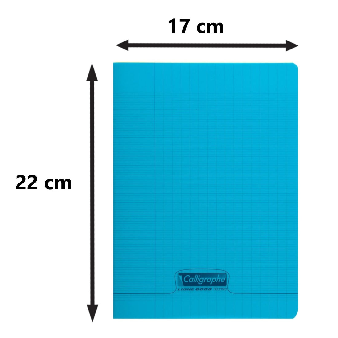 Cahier d'écriture 8000polypro seyès 2.5mm bleu 32 pages (17x22cm)