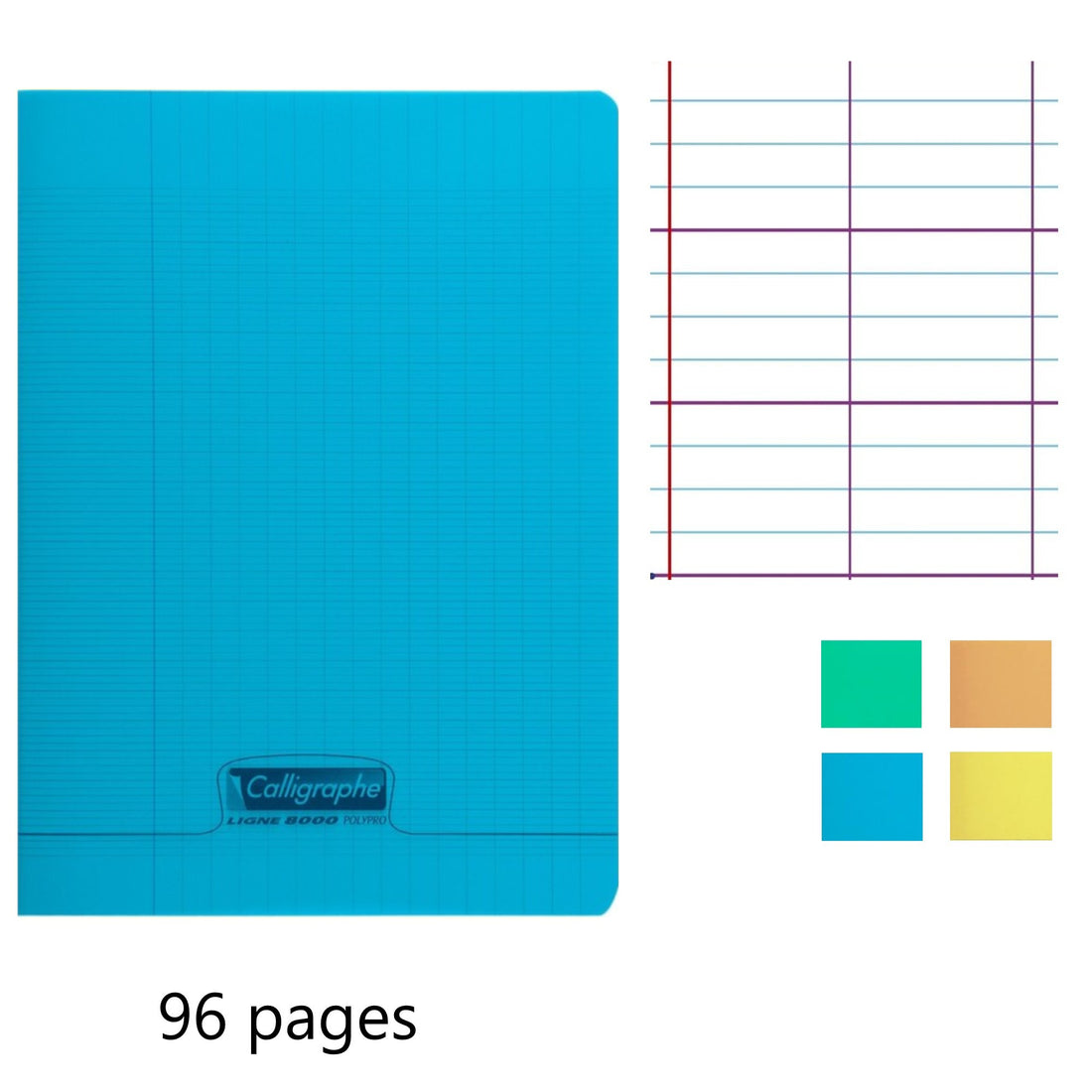 Cahier 8000 polypro seyès bleu 96 pages (17x22cm)