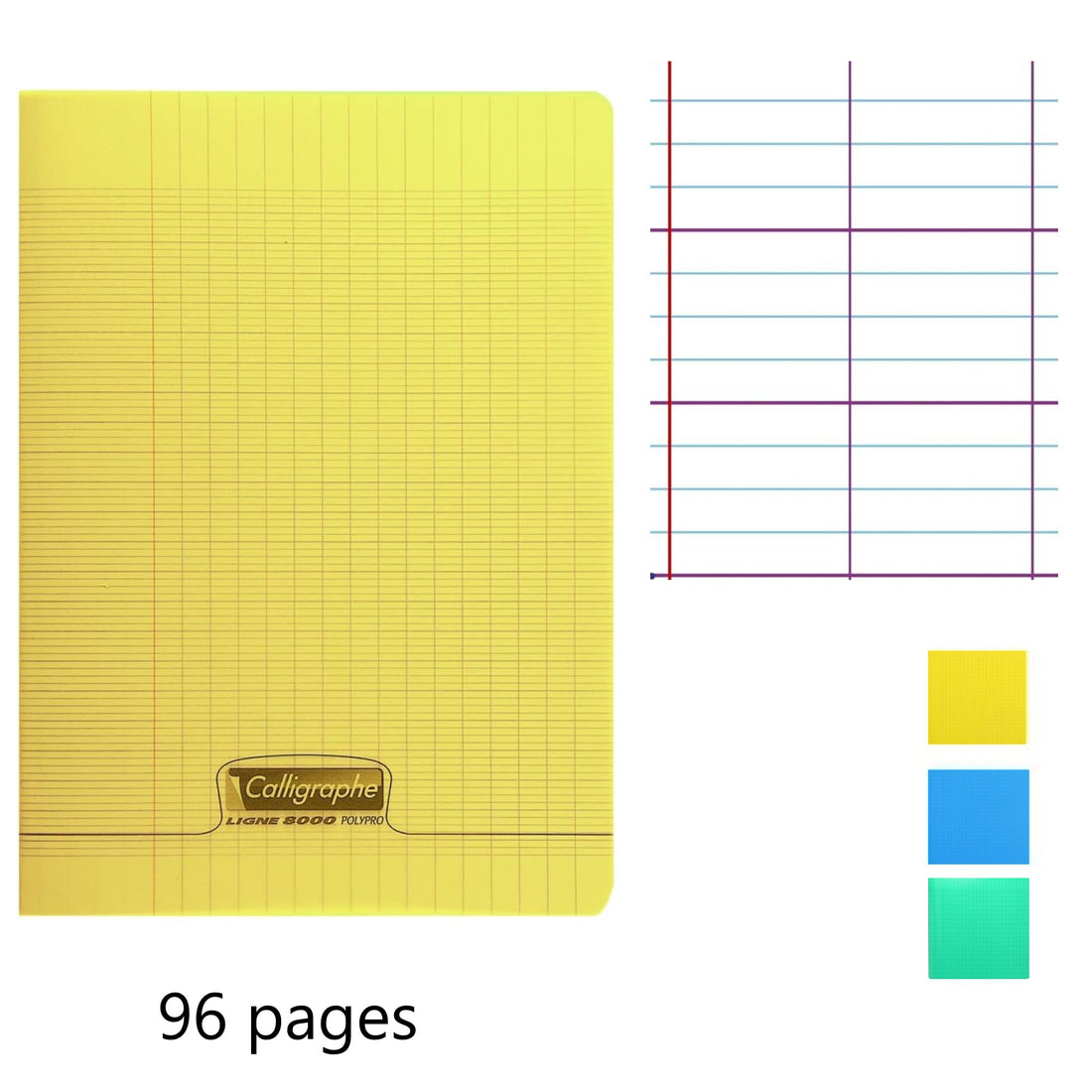 Cahier 8000 polypro seyès jaune 96 pages (17x22cm)