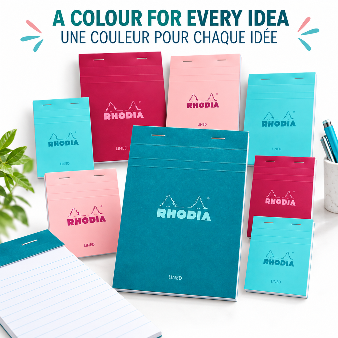 Bloc-notes Rhodia Couleurs ligné prune agrafé 80 feuilles N°18 - RHODIA