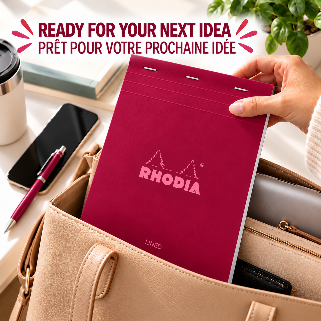 Bloc-notes Rhodia Couleurs ligné prune agrafé 80 feuilles N°18 - RHODIA