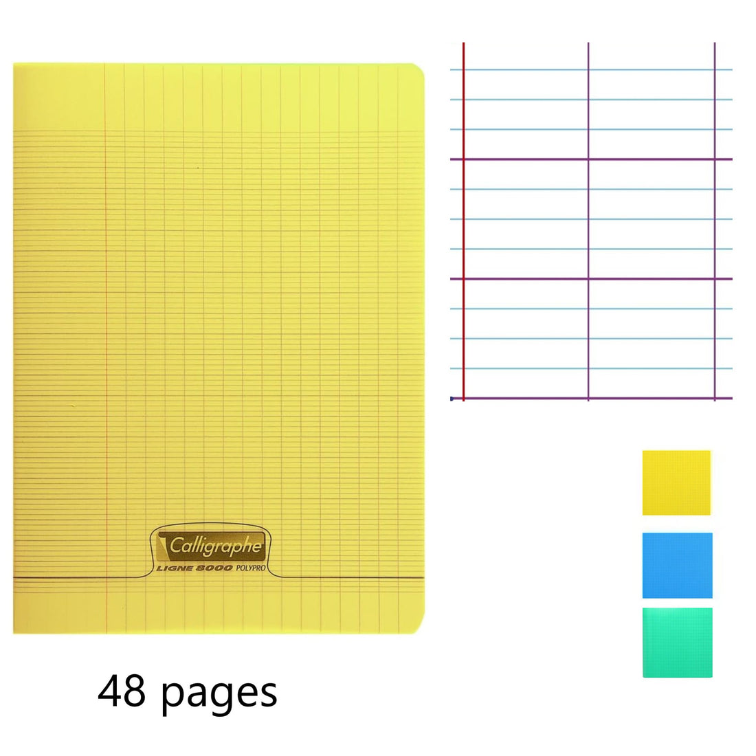 Cahier 8000 polypro seyès jaune 48 pages (24x32cm)