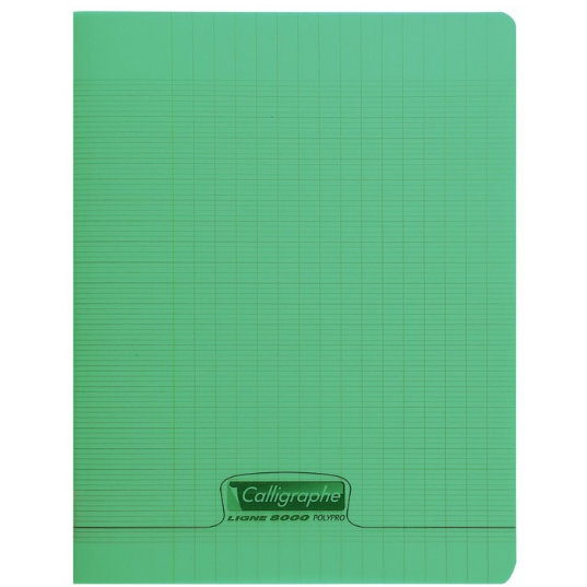8000: cahier polypro agrafé seyès -vert- 48 pages (24x32cm) CLAIREFONTAINE