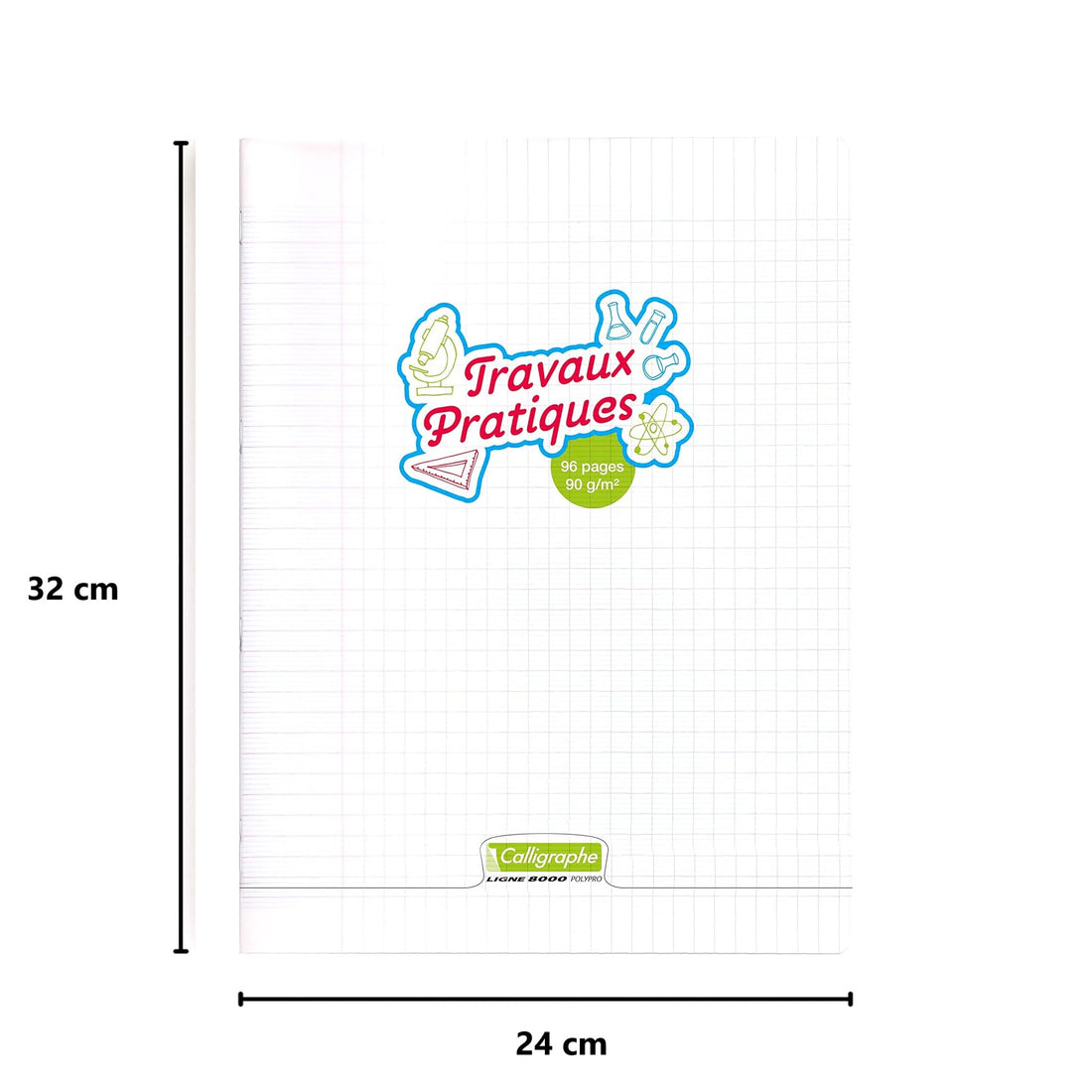 Cahier travaux pratiques 8000 seyès polypro agrafé  96 pages incolore (24x32cm)
