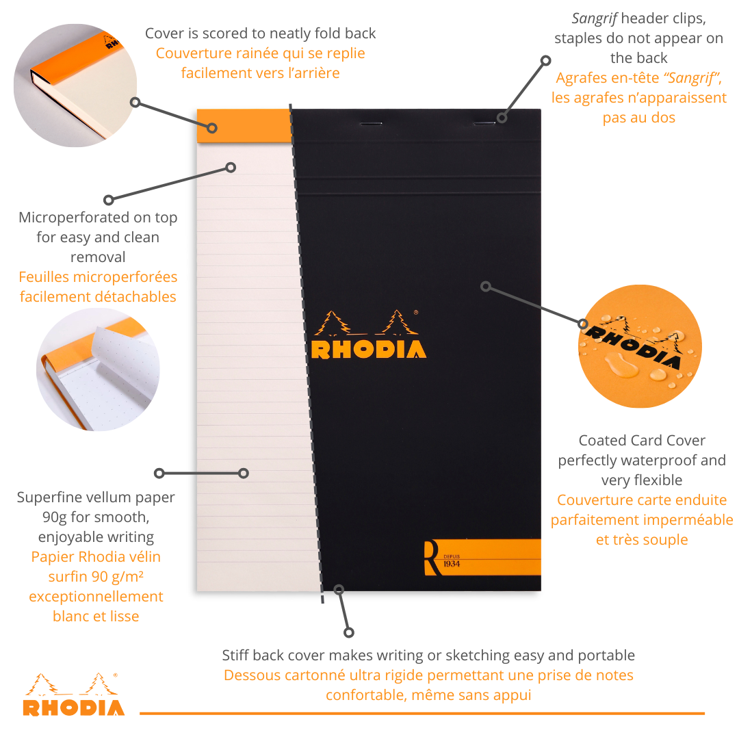 Bloc-Notes 1934 Ligné Noir  8,25X11,75 RHODIA