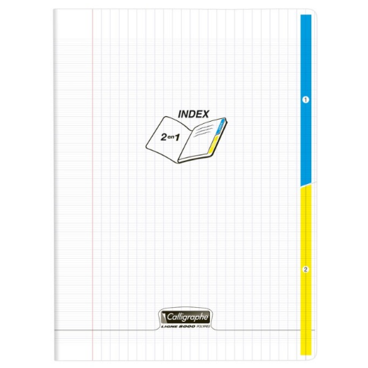 8000 Polypro, 2 Cahier agrafé transparents indexés 24X32 CLAIREFONTAINE