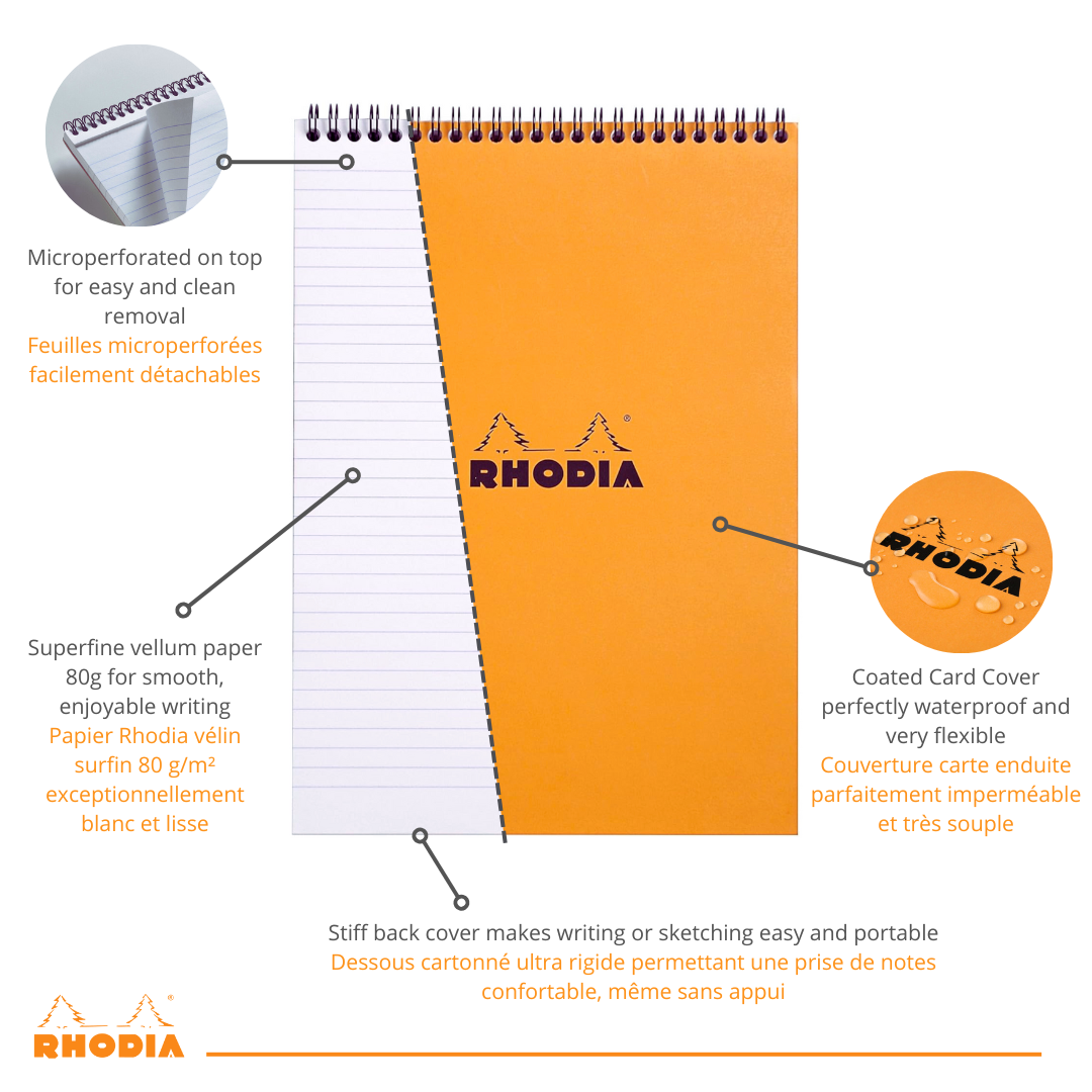 Bloc-Notes Noir Ligné  8,25X11,75 RHODIA