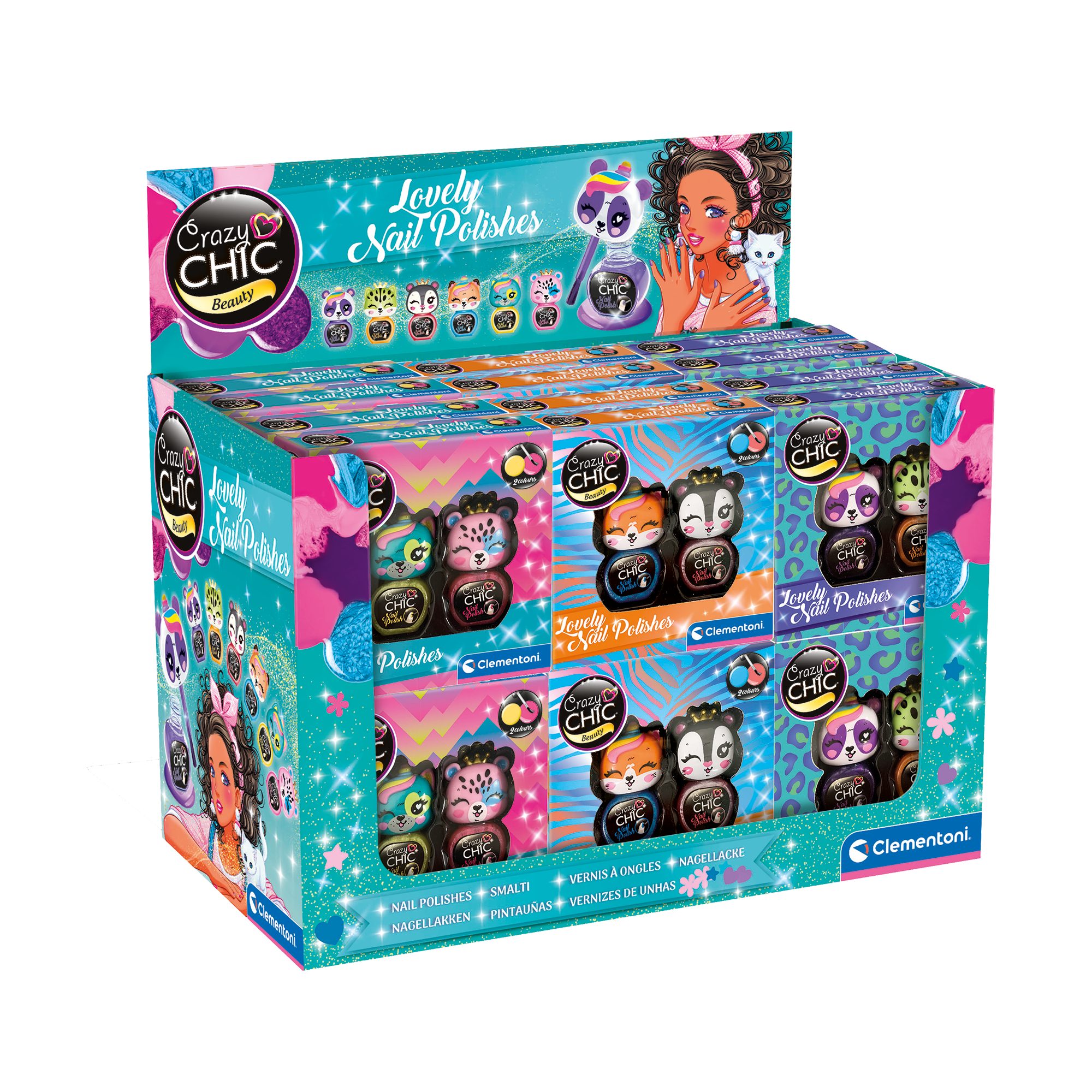 CRAZY CHIC: LOVELY ENS. DE 2 VERNIS À ONGLE (VENDU 36 UNITÉS - 3 MODÈLES) CLEMENTONI
