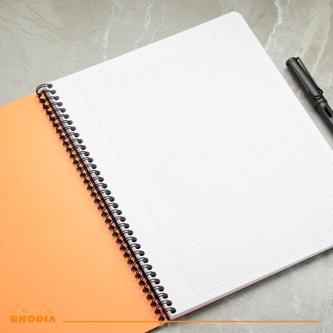 Cahier à spirale 5/5 -orange - A4+.  160 pages (22.5x29.7cm) RHODIA