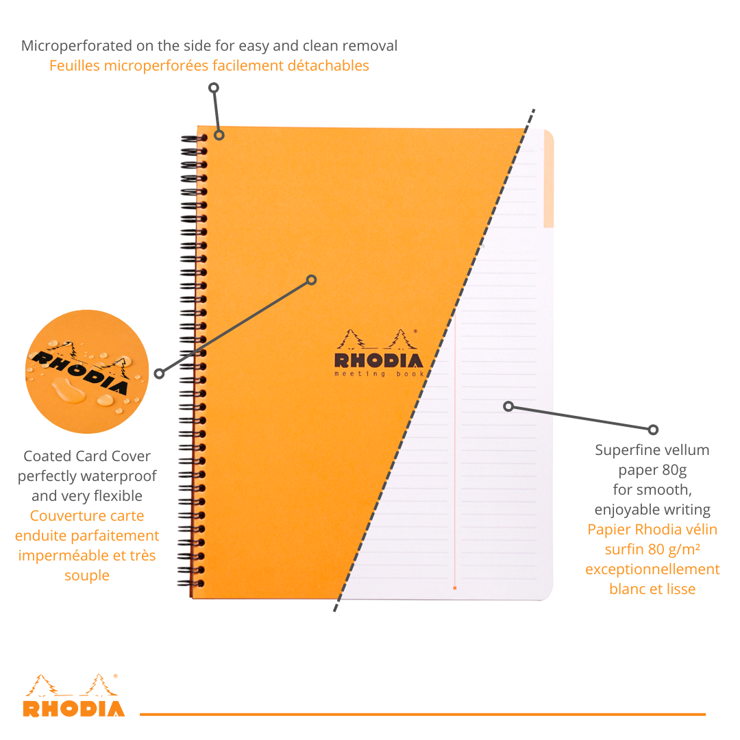 Cahier de réunion 9X11,75 Orange RHODIA