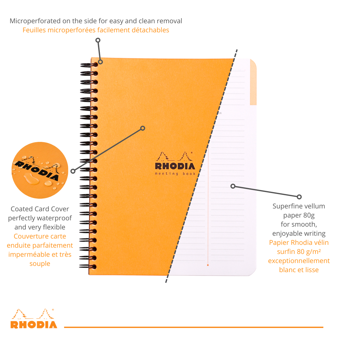 Cahier 'meeting' -orange- A5+ - 160 pages (16x21cm) RHODIA