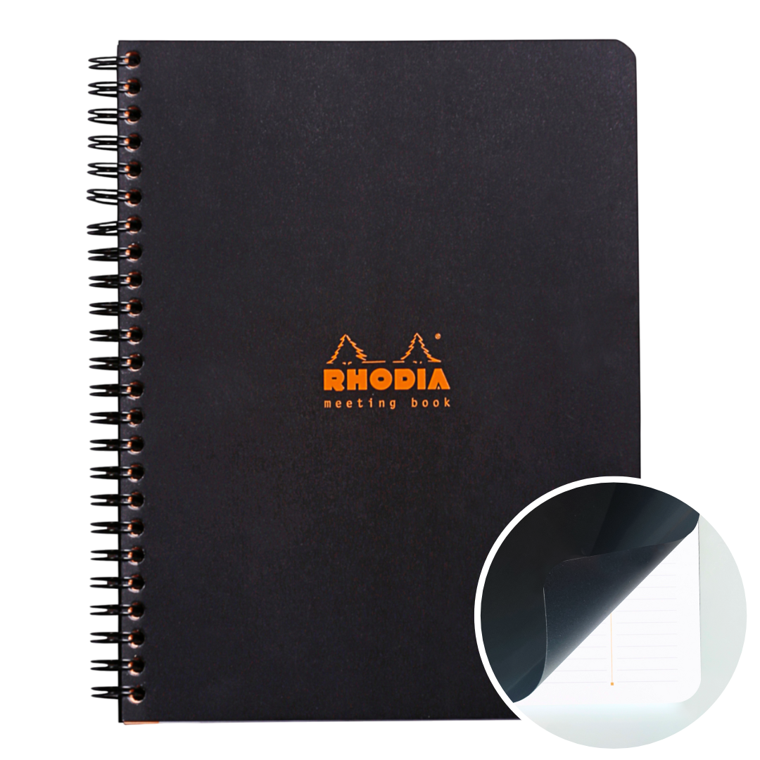 Cahier de réunion 6,5X8,25 Noir RHODIA