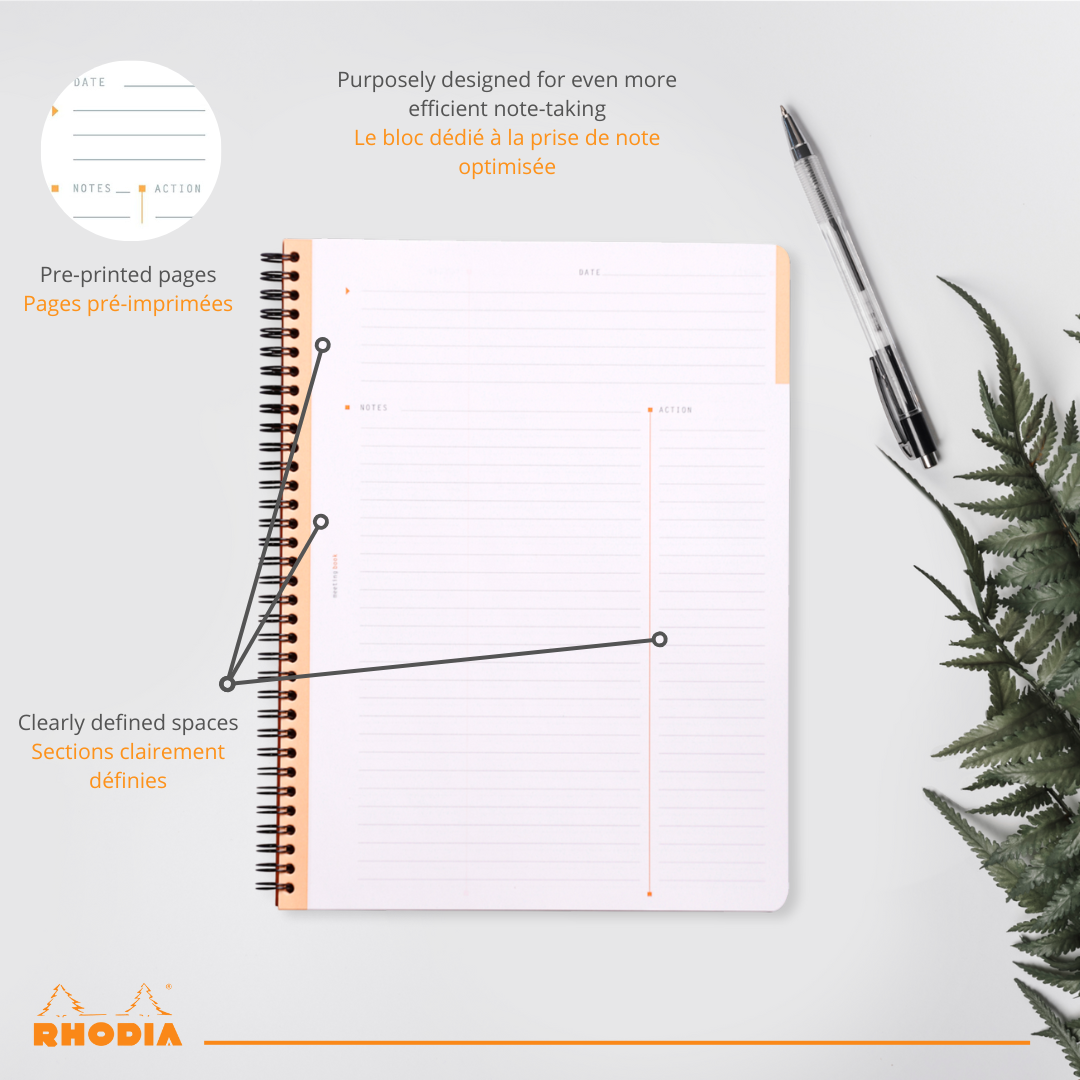 Cahier de réunion 6,5X8,25 Noir RHODIA