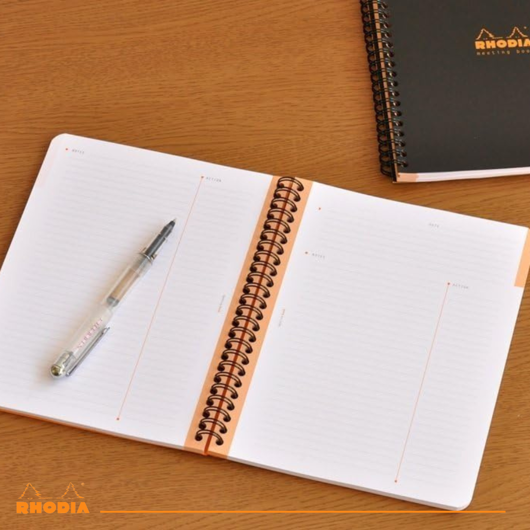 Cahier de réunion 6,5X8,25 Noir RHODIA