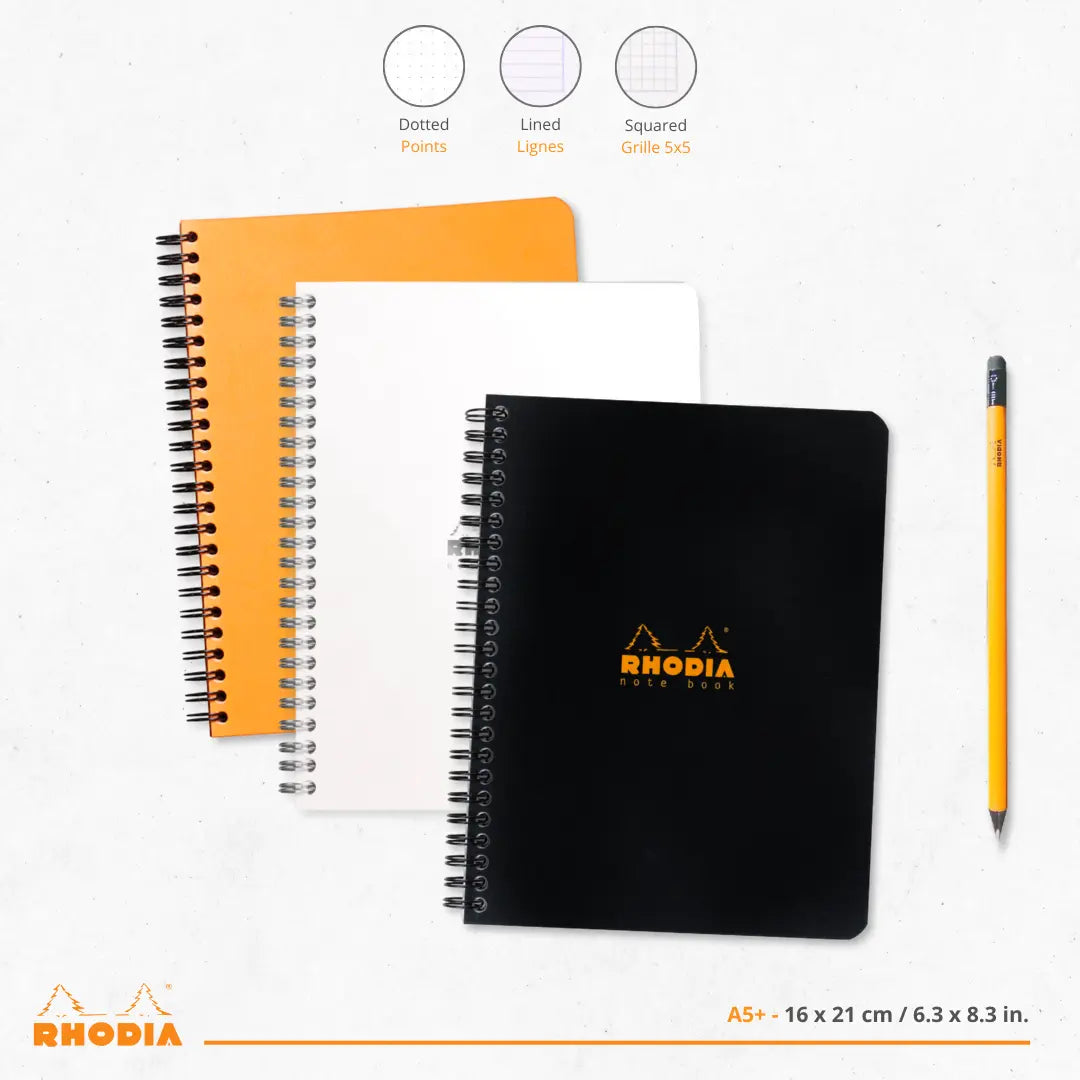 Cahier reliures intégrales 5/5 -blanc- A5+ - 160 pages (16x21cm) RHODIA