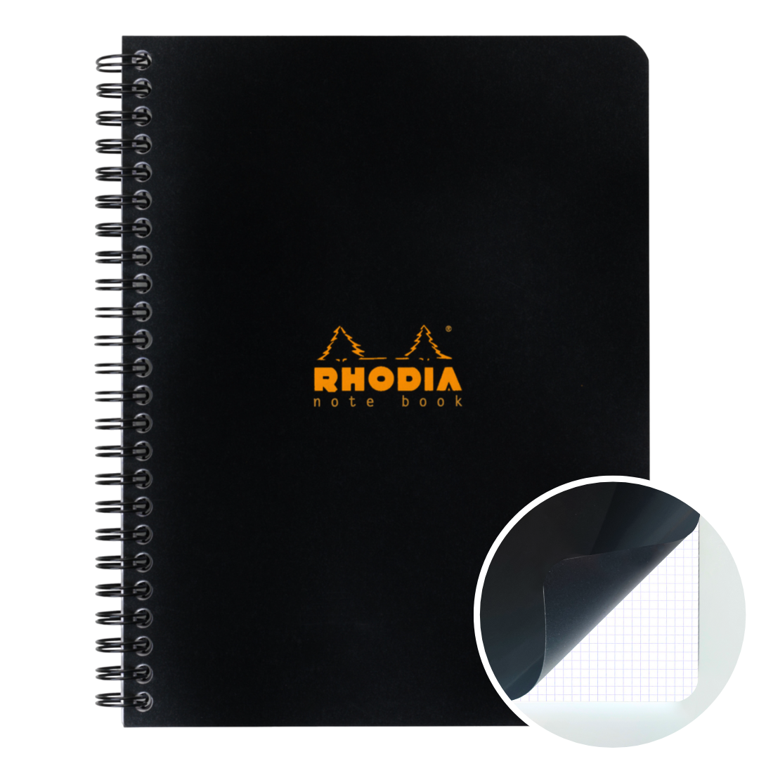 Cahier reliures intégrales 5/5 -noir- A5+ - 160 pages (16x21cm) RHODIA