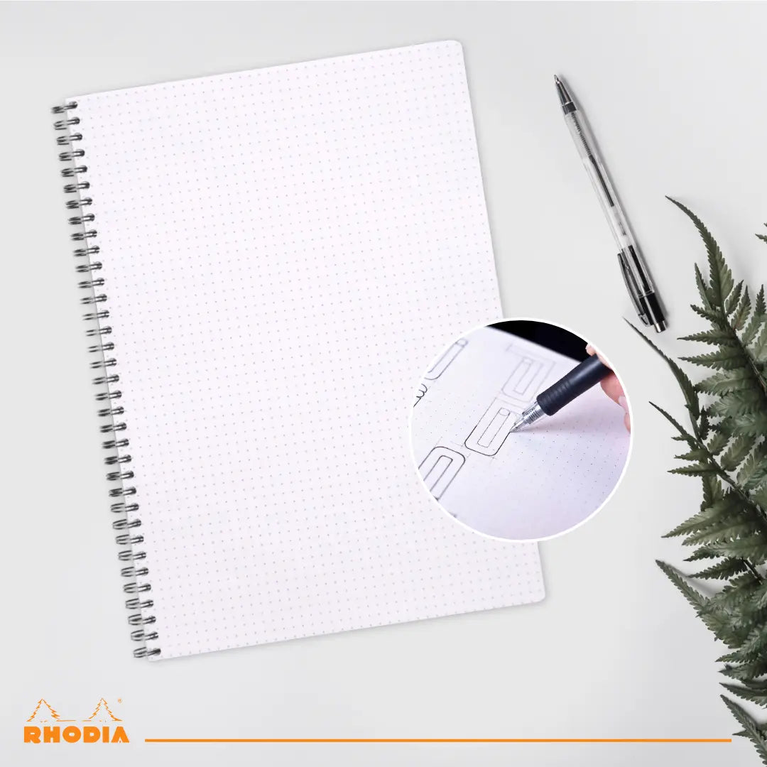Cahier reliures intégrales dot -noir- A5+ - 160 pages (16x21cm) RHODIA