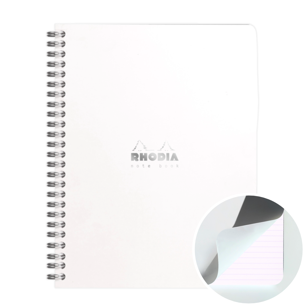 Cahier reliures intégrales ligné -blanc- A5+ - 160 pages (16x21cm) RHODIA