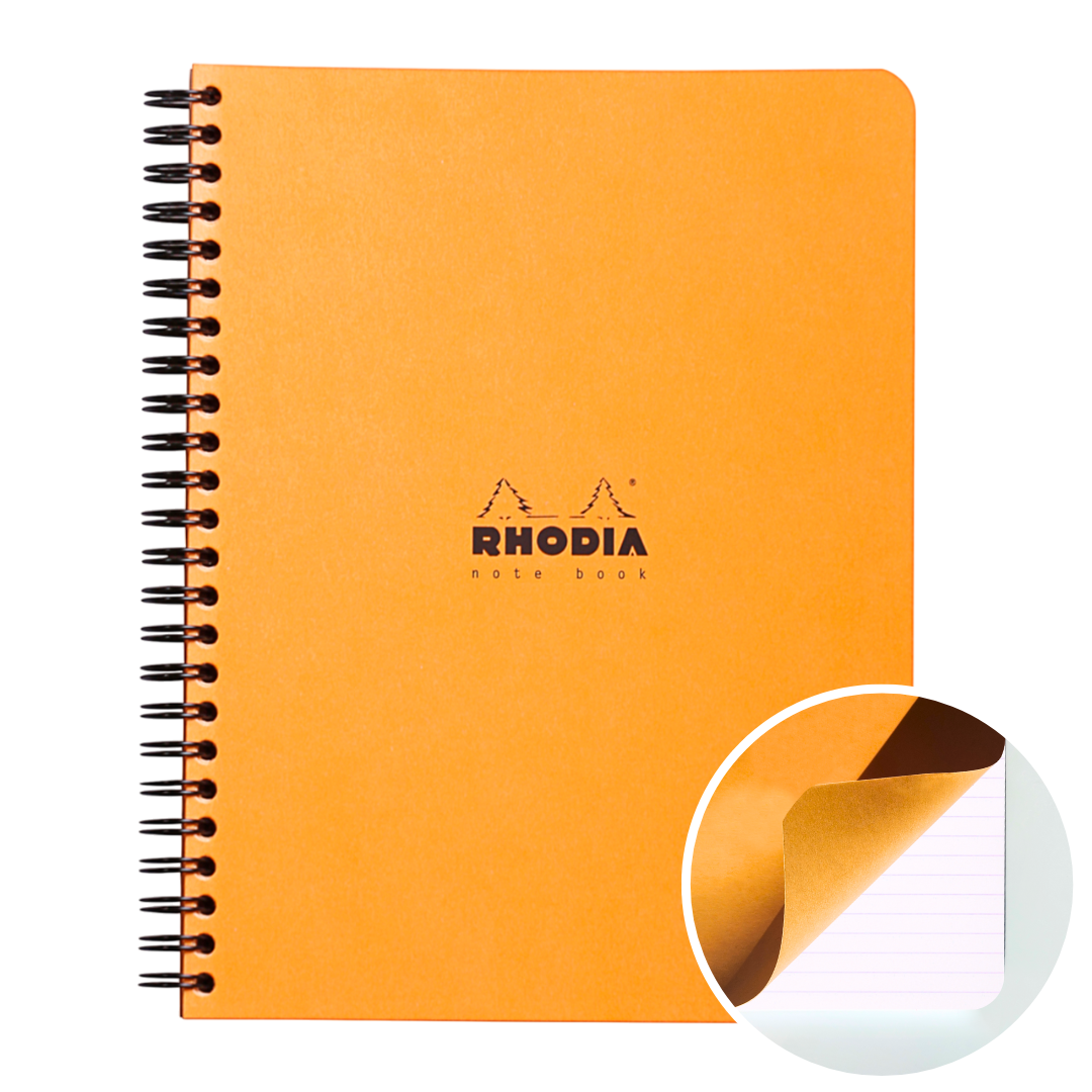 Cahier reliures intégrales ligné -orange- A5+ - 160 pages (16x21cm) RHODIA