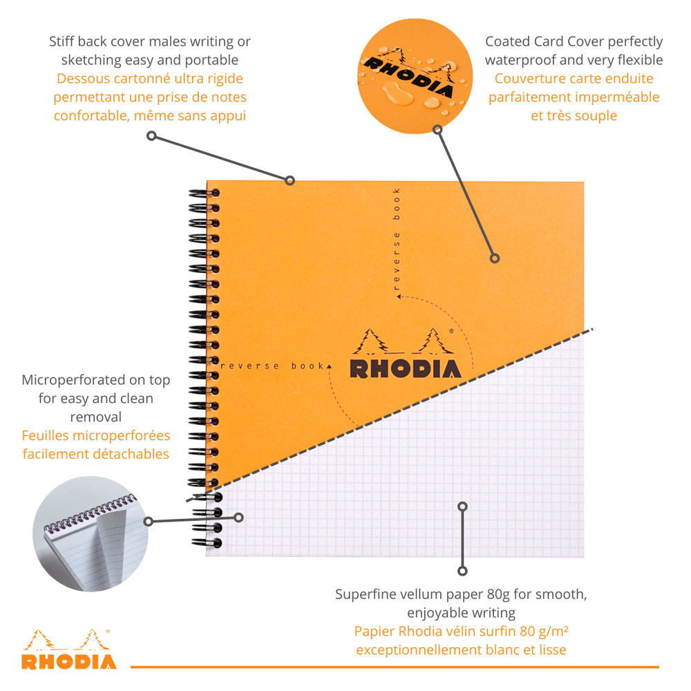 Livre inversé 8,25X8,25 Orange RHODIA