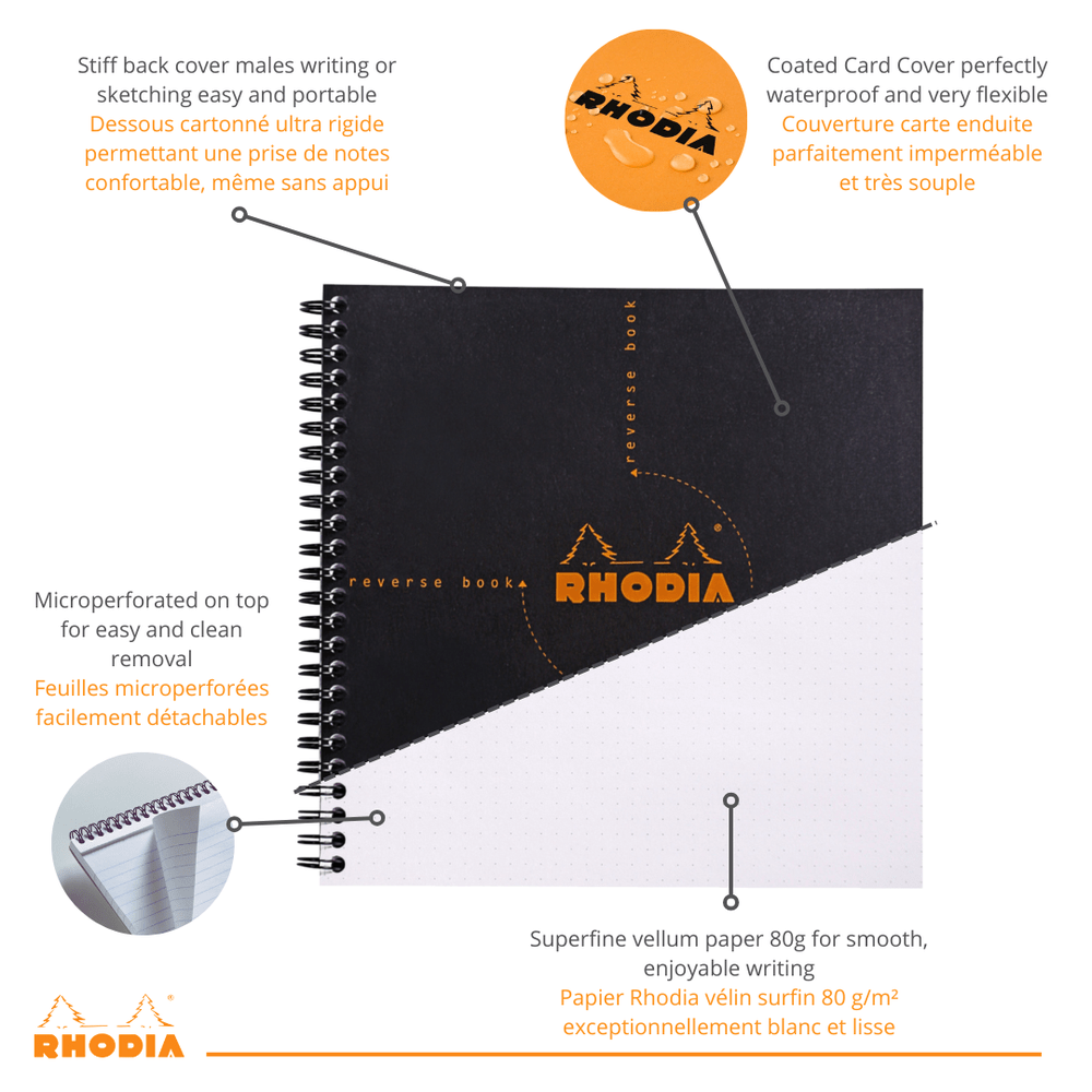 Livre inversé Dot 8,25X8,25 Noir RHODIA