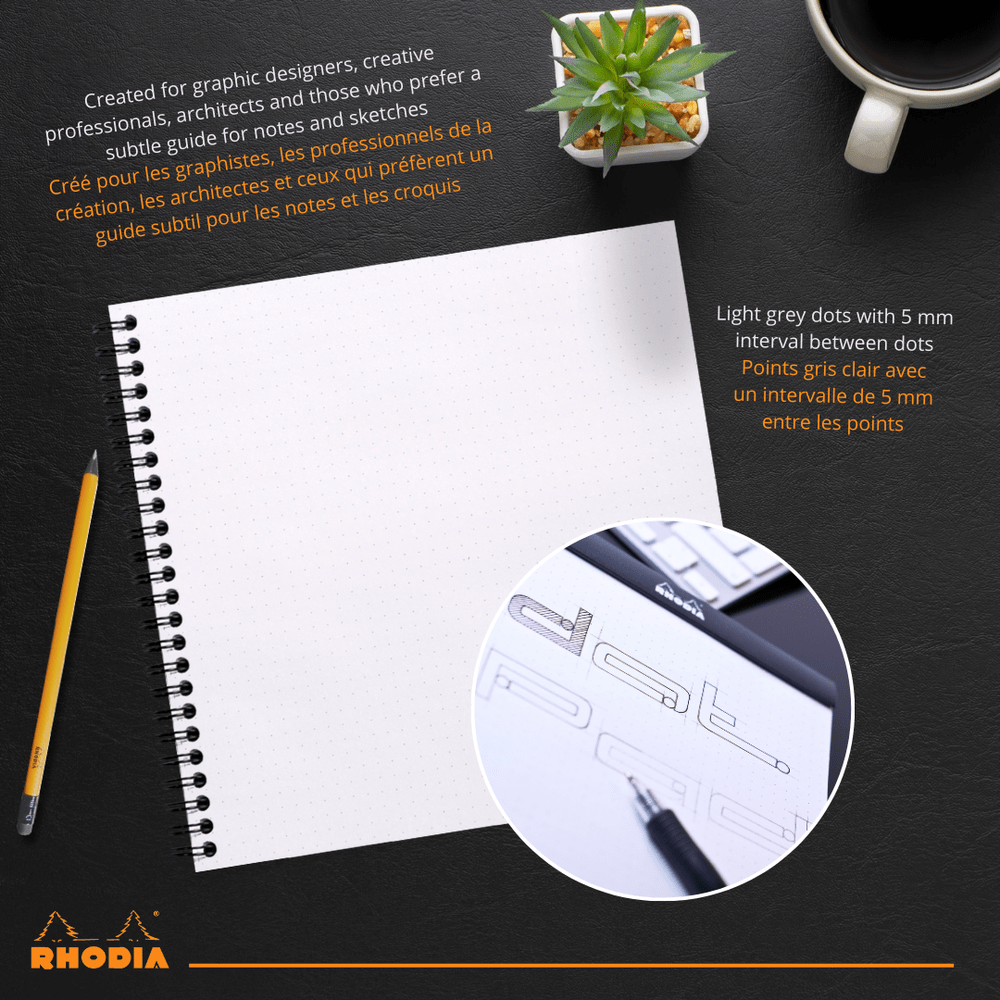 Livre inversé Dot 8,25X8,25 Noir RHODIA