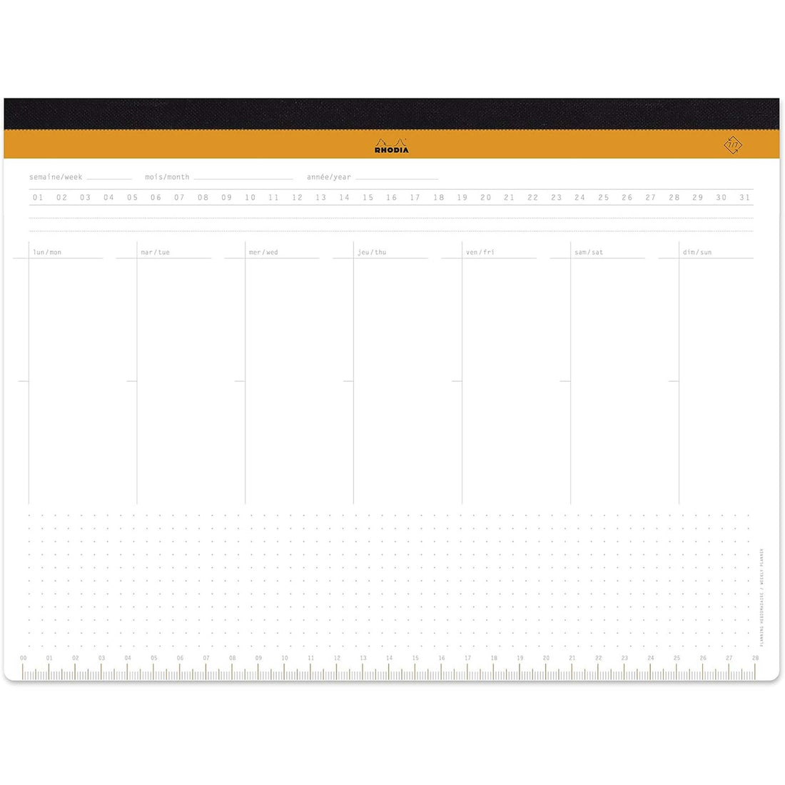 Agenda Hebdomadaire Dos Toilé A4+ (22,2X29,9 Cm) 60 Feuilles RHODIA
