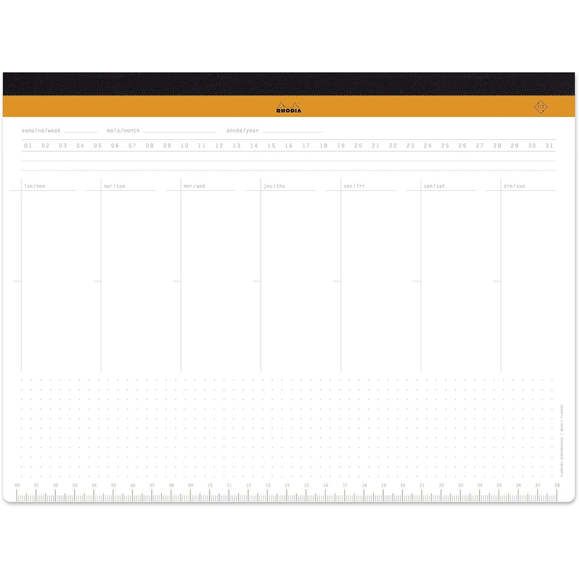 Agenda Hebdomadaire Dos Toilé A4+ (22,2X29,9 Cm) 60 Feuilles RHODIA