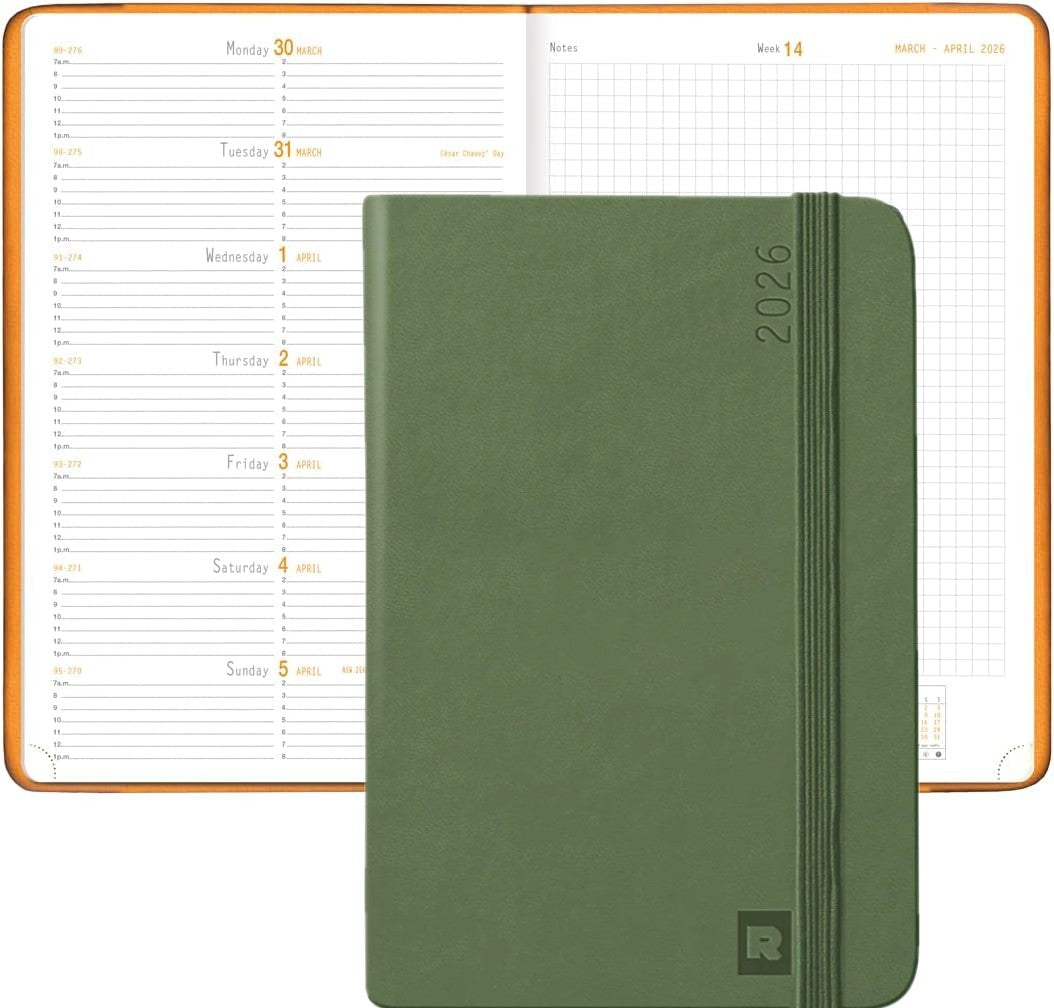 Webplanner 2026: Agenda millésimé verticale -sauge- 160 pages (10x15cm) RHODIA