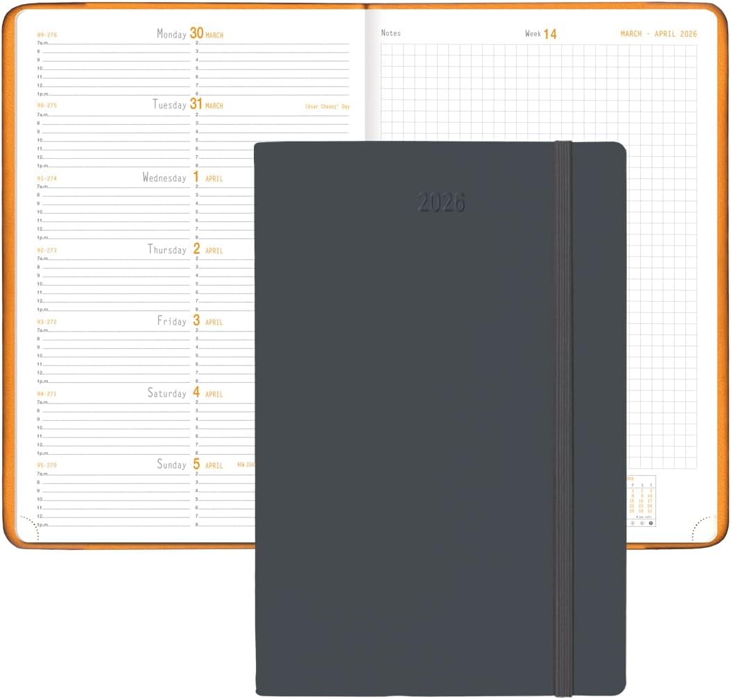 Webplanner 2026: Agenda millésimé verticale -titane- 160 pages (10x15cm) RHODIA